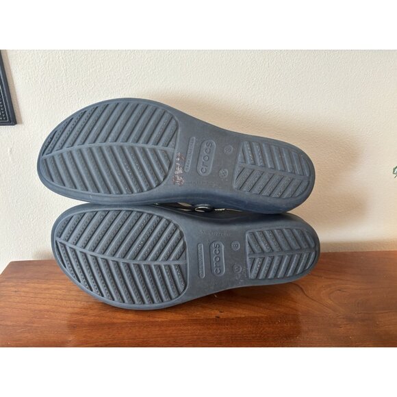 Crocs Sanrah Diamante Navy Blue & Turquoise Wedge Sandals Womens Size 8 - Picture 8 of 9